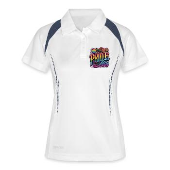 Feiern Sie Liebe und Vielfalt mit Pride, LGBTQ+ - Frauen Polo atmungsaktiv - Weiß/Navy - Vorne