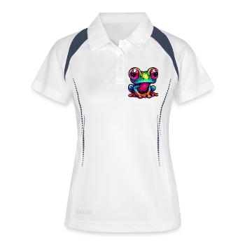 Frosch - Frauen Polo atmungsaktiv - Weiß/Navy - Vorne