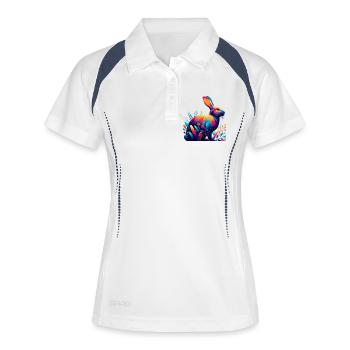 Kaninchen - Frauen Polo atmungsaktiv - Weiß/Navy - Vorne