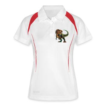 Dinosaurier - Frauen Polo atmungsaktiv - Weiß/Navy - Vorne