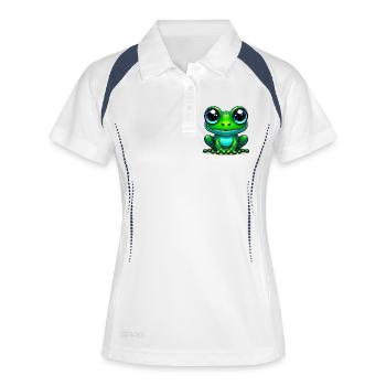 Frosch - Frauen Polo atmungsaktiv - Weiß/Navy - Vorne