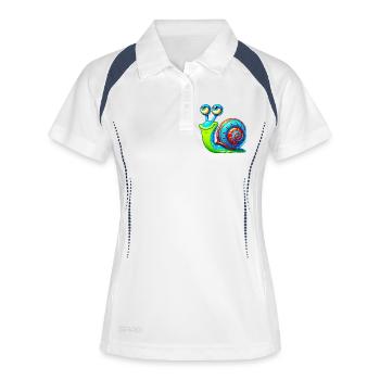 Schnecke - Frauen Polo atmungsaktiv - Weiß/Navy - Vorne