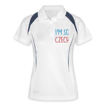 I'M SO CZECH Tschechisch Tschechien - Frauen Polo atmungsaktiv - Weiß/Navy - Vorne