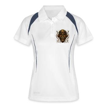 Robot steampunk rétro futuriste dor - Polo respirant Femme - blanc/marine - Devant
