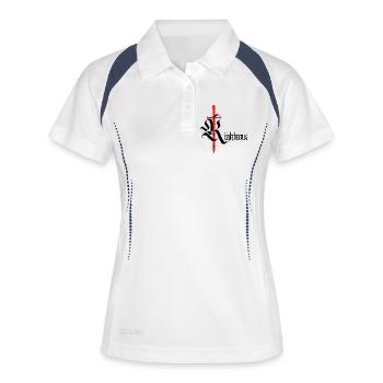 Conception gothique vertueuse avec épée avec texte noir - Polo respirant Femme - blanc/marine - Devant