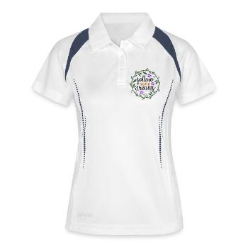 Personalisierter Blumenrahmen mit Naturmotiv - Frauen Polo atmungsaktiv - Weiß/Navy - Vorne