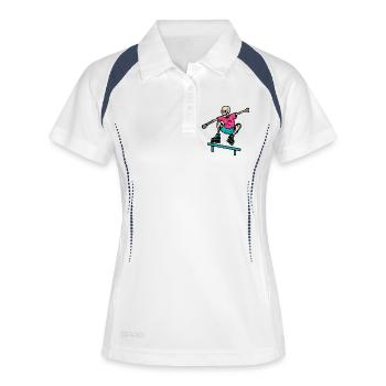 Neon skeleton grinds on inline skates - Women's Polo breathable - white/navy - Front