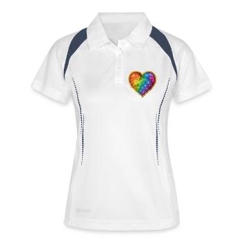 Galaxie-Herz mit goldener Kontur - Frauen Polo atmungsaktiv - Weiß/Navy - Vorne