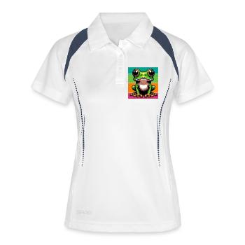 Frosch - Frauen Polo atmungsaktiv - Weiß/Navy - Vorne