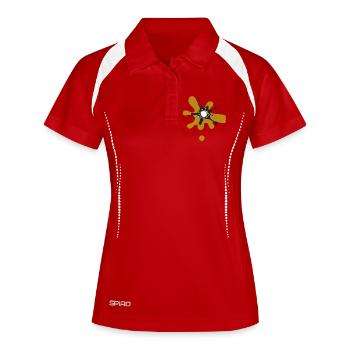 Abstrakte Farbschlacht auf T-Shirt - Frauen Polo atmungsaktiv - Weiß/Navy - Vorne