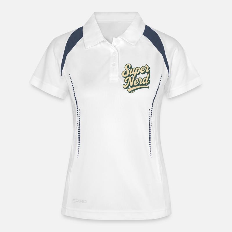 Super Nerd Retro Script - Frauen Polo atmungsaktiv - Weiß/Navy