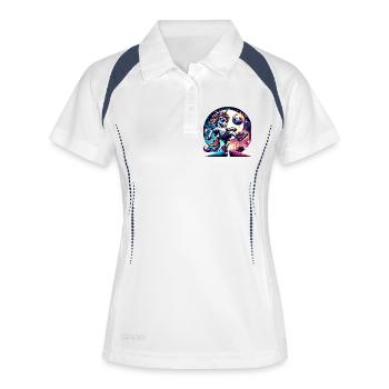 Einhorn Fußball Zauber Unter Dem Mondlicht - Frauen Polo atmungsaktiv - Weiß/Navy - Vorne