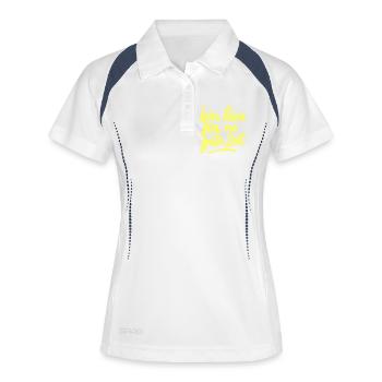 Je suis ici pour passer un bon moment jaune fluo - Polo respirant Femme - blanc/marine - Devant
