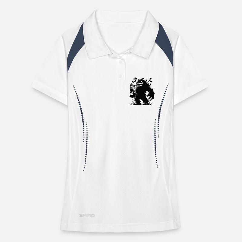 Lustiges Kaffeemonster Comic Design Frauen Polo atmungsaktiv