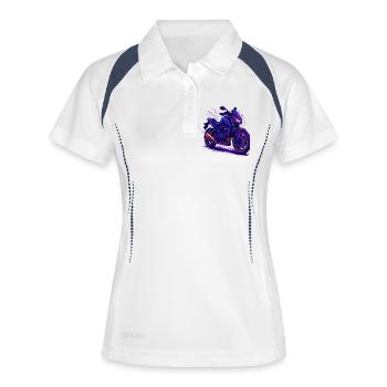 Neon Motorrad Vibe - Frauen Polo atmungsaktiv - Weiß/Navy - Vorne
