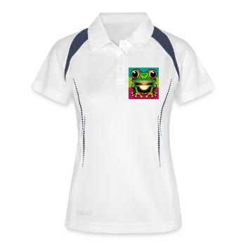 Frosch - Frauen Polo atmungsaktiv - Weiß/Navy - Vorne