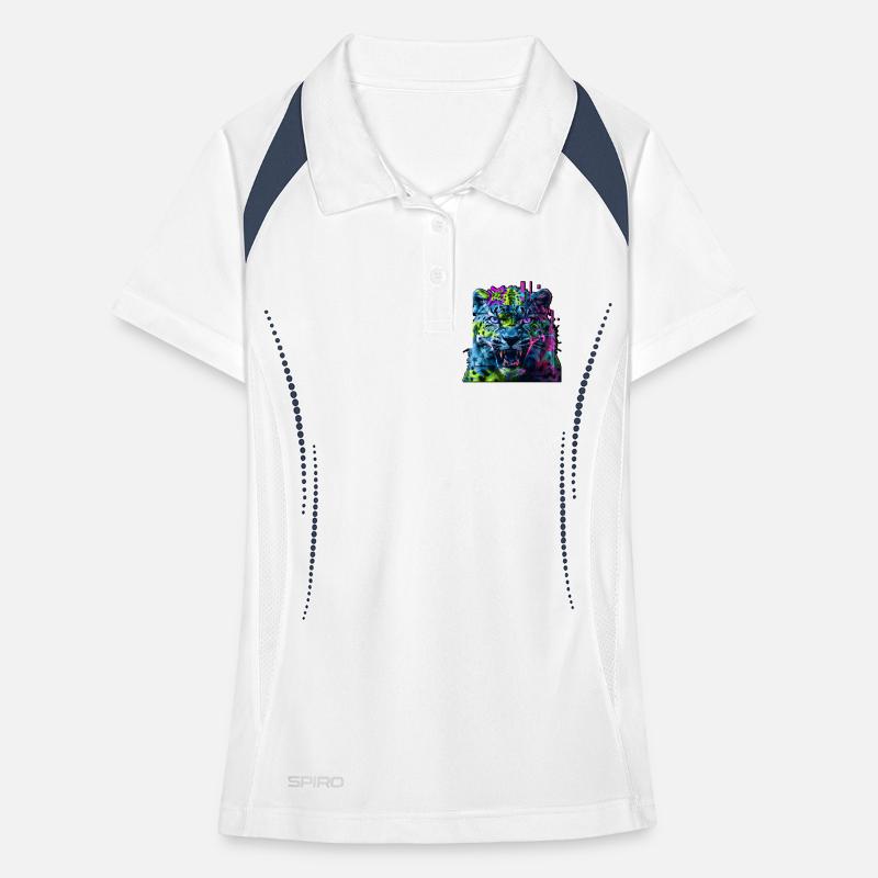 Techno Neon Leopard – Glitchcore Art Frauen Polo atmungsaktiv