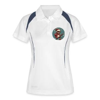Hirsch Weihnachten Gitarre - Frauen Polo atmungsaktiv - Weiß/Navy - Vorne