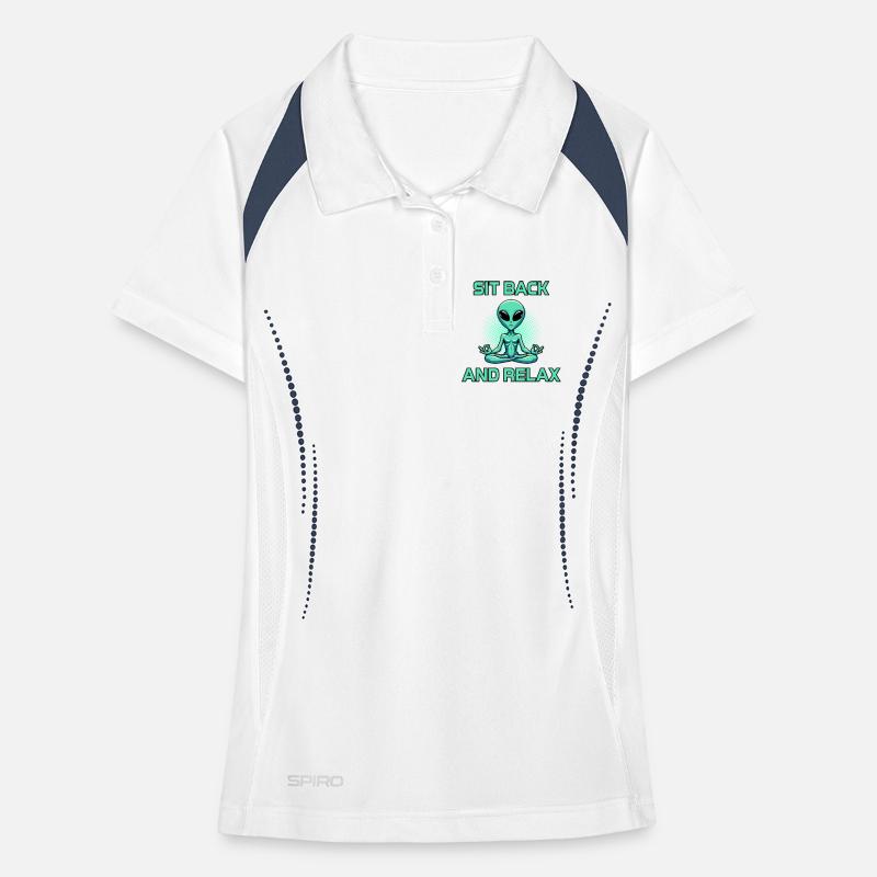 Alien Meditation Relaxation Sit Back And Relax Women's Polo breathable