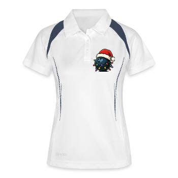 Boule de bowling drôle sur le thème de Noël - Polo respirant Femme - blanc/marine - Devant