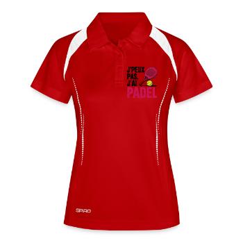 Je peux pas j ai padel cadeau femme - Polo respirant Femme - blanc/marine - Devant