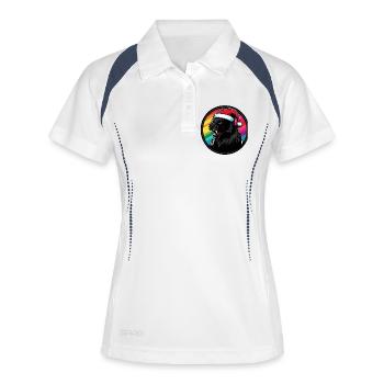 Panther Santa im Regenbogen - Frauen Polo atmungsaktiv - Weiß/Navy - Vorne