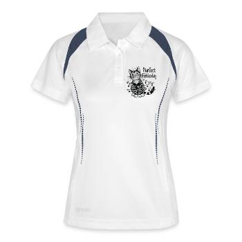 Festliche Katzen- und Lichterketten - Frauen Polo atmungsaktiv - Weiß/Navy - Vorne
