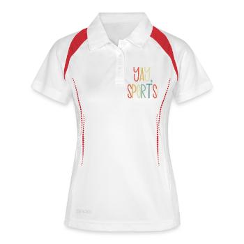Yay Sports – Ahnungsloser Sportfan (Frauen) - Frauen Polo atmungsaktiv - Weiß/Navy - Vorne