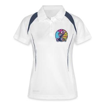 Neon Salamander Tier Sonnenbrille - Frauen Polo atmungsaktiv - Weiß/Navy - Vorne
