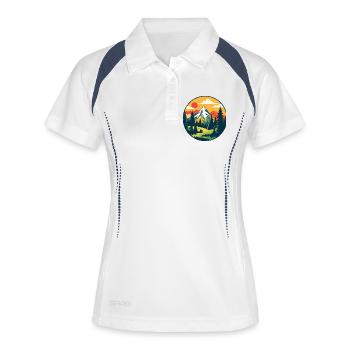 Forest Mountains Nature Hiking Mountaineering Motif - Women's Polo breathable - white/navy - Front