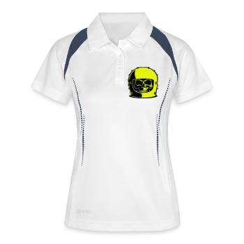Skull Helm Popart - Frauen Polo atmungsaktiv - Weiß/Navy - Vorne