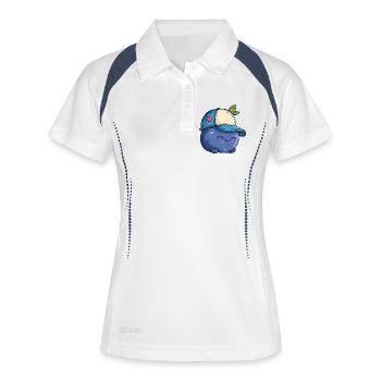 Kawaii Blaubeere mit Cap - Frauen Polo atmungsaktiv - Weiß/Navy - Vorne