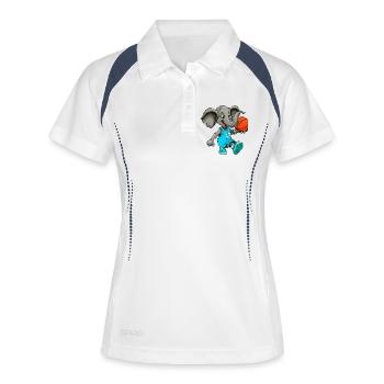 Elefanten Basketball Hooper - Frauen Polo atmungsaktiv - Weiß/Navy - Vorne