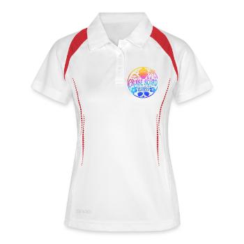 Cruise Squad 2026 Voyage entre filles Ambiances tropicales rétro - Polo respirant Femme - blanc/marine - Devant