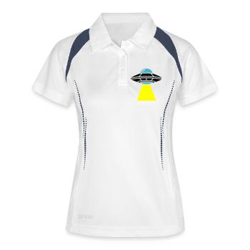 UFO Alien Raumschiff Licht - Frauen Polo atmungsaktiv - Weiß/Navy - Vorne