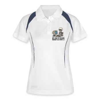 Skelett am PC IT-Arbeitssicherheit - Frauen Polo atmungsaktiv - Weiß/Navy - Vorne