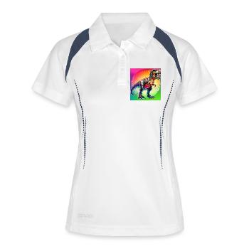 Dinosaurier - Frauen Polo atmungsaktiv - Weiß/Navy - Vorne