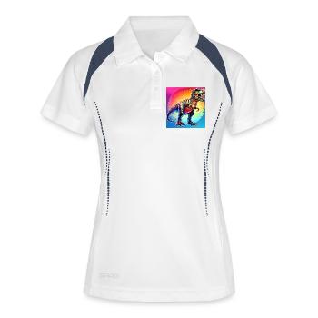 Dinosaurier - Frauen Polo atmungsaktiv - Weiß/Navy - Vorne