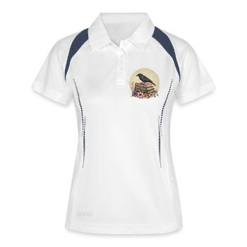 Raven on stack of books - Women's Polo breathable - white/navy - Front