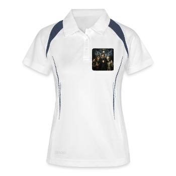 Bigfoot Lincoln Alien Selfie - Retro UFO - Frauen Polo atmungsaktiv - Weiß/Navy - Vorne