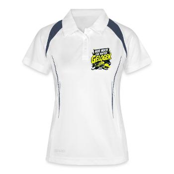 Padel Spieler Spruch Nur Noch Ein Match  - Frauen Polo atmungsaktiv - Weiß/Navy - Vorne