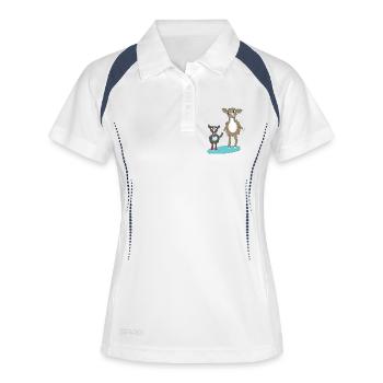 Inscription à l’école Lama - Polo respirant Femme - blanc/marine - Devant