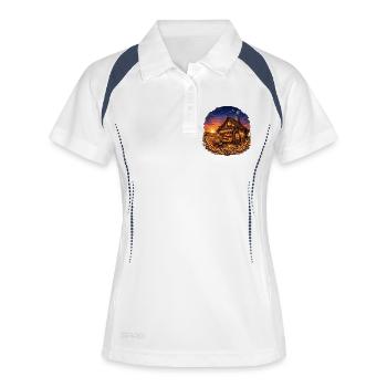 Sonnenuntergang Bäckerhaus - Frauen Polo atmungsaktiv - Weiß/Navy - Vorne