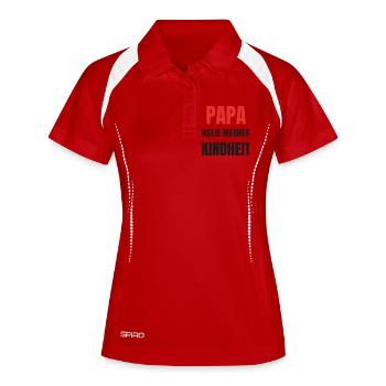 Papa Held meiner Kindheit Vatertag Geschenk Papa - Frauen Polo atmungsaktiv - Weiß/Navy - Vorne