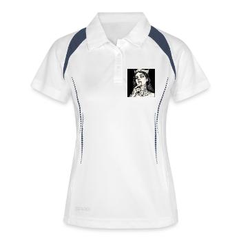 Königin der Nächte Tattoo - Frauen Polo atmungsaktiv - Weiß/Navy - Vorne