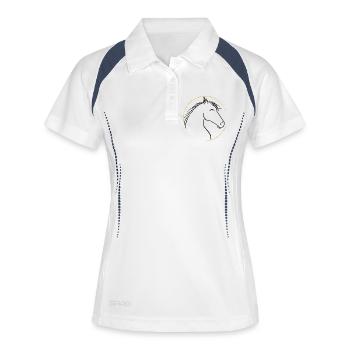 Wilde Mähne, Sanfte Anmut - Frauen Polo atmungsaktiv - Weiß/Navy - Vorne