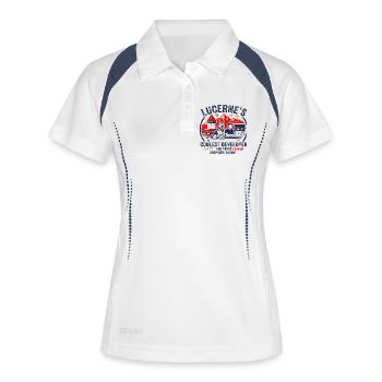 Lucerne Journalist Proud Dachshund Parent Apparel - Frauen Polo atmungsaktiv - Weiß/Navy - Vorne