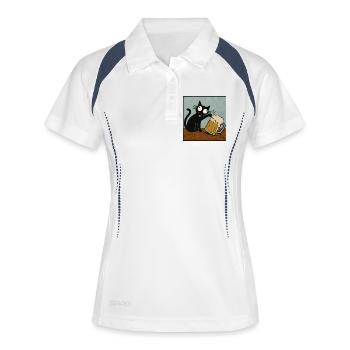 Chat de la bière, Amoureux de la bière, Boire de la bière, Chats - Polo respirant Femme - blanc/marine - Devant