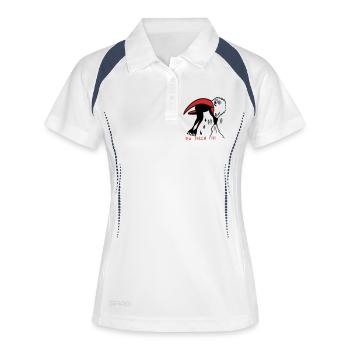 Storch, Frosch Büro - Frauen Polo atmungsaktiv - Weiß/Navy - Vorne