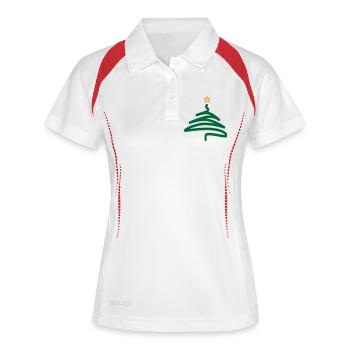 Sapin de Noël - Polo respirant Femme - blanc/marine - Devant